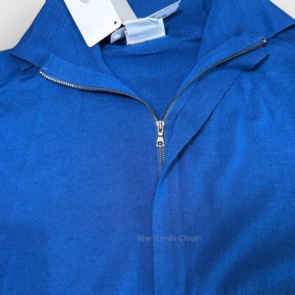 Lacoste Blue Merino Wool 1/4 Zip Pullover Sweater Size 4 Small Classic Preppy - Picture 7 of 8